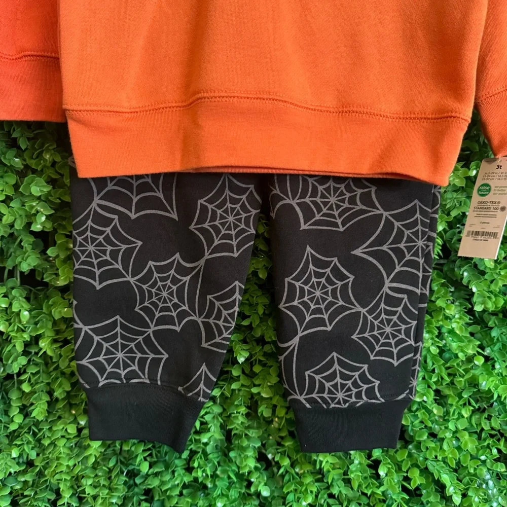 Carter's Toddler Boy Halloween Jack-o'-lantern & Spiderwebs Outfit Size 3T